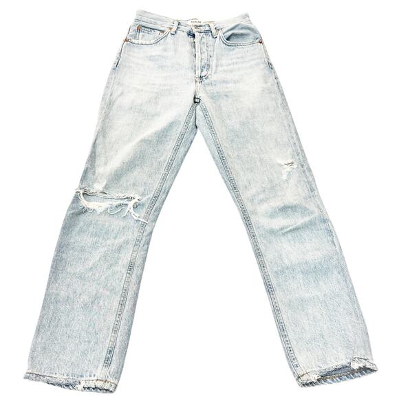 AGOLDE Riley Light Wash Button Fly Ankle Cropped Denim Jeans A056B-983 Size 24 - Picture 2 of 9